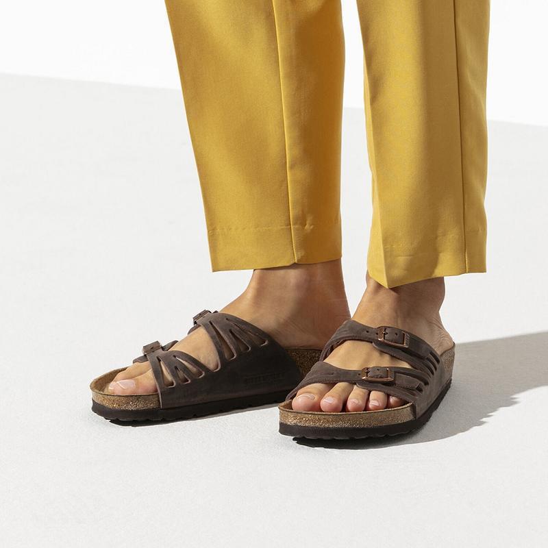 Birkenstock Granada Soft Footbed Oiled Læder Sandaler Dame Kaffe | DK 344UZG